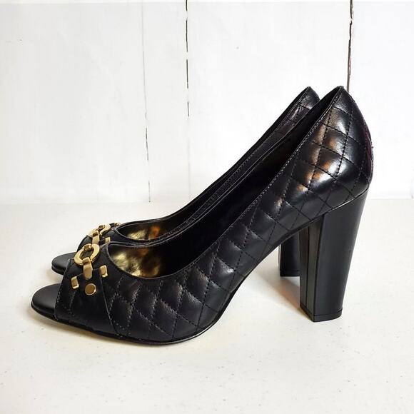 AK Anne Klein Quilted Leather Peep Toe Pumps Heels 9M - Picture 10 of 10